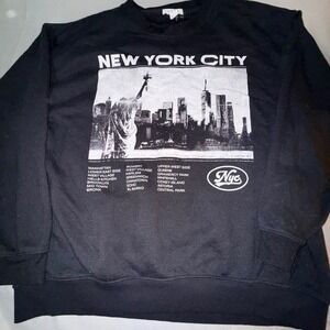 Refuge Athletics NYC Graphic Sweatshirt Mens Large Black Good Skyline Pullover
